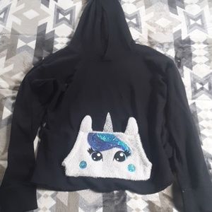 A unicorn pocket hoodie from justice